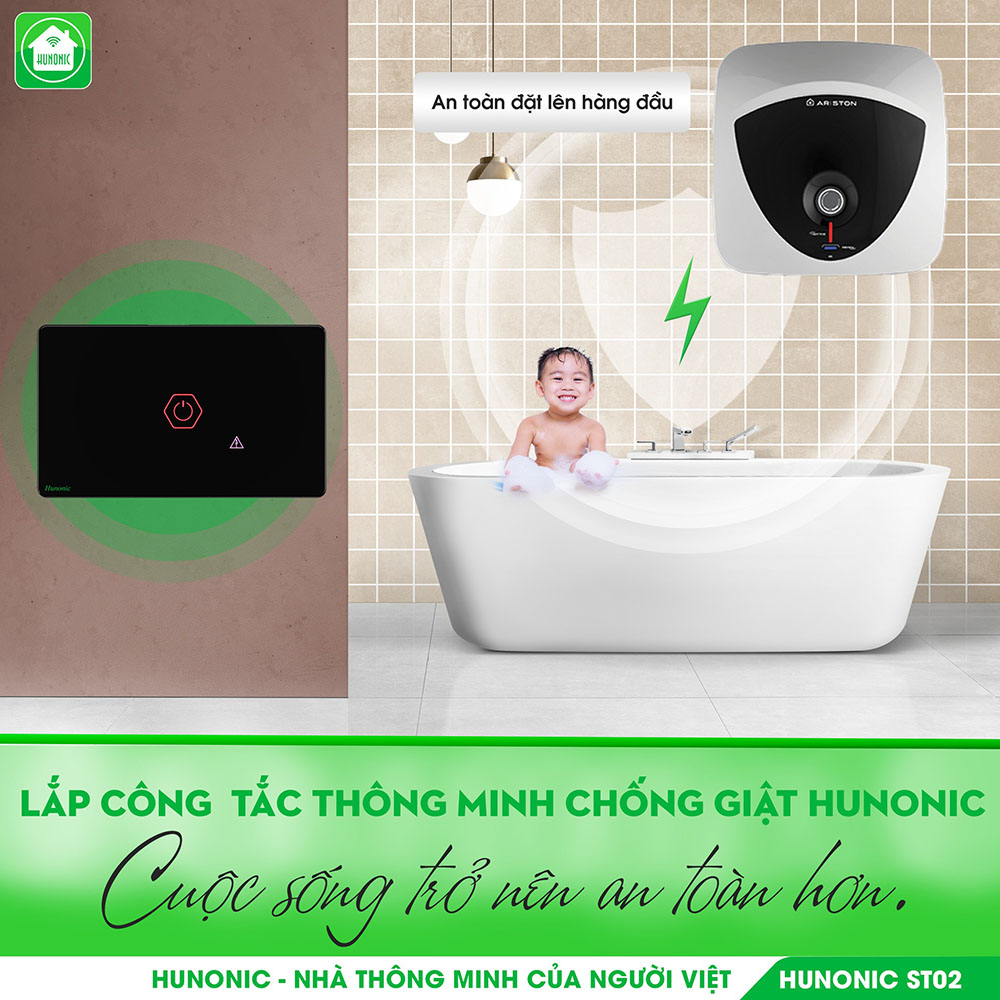 Công Tắc Chống Giật Bluetooth Mesh Hunonic Datic Màu Đen